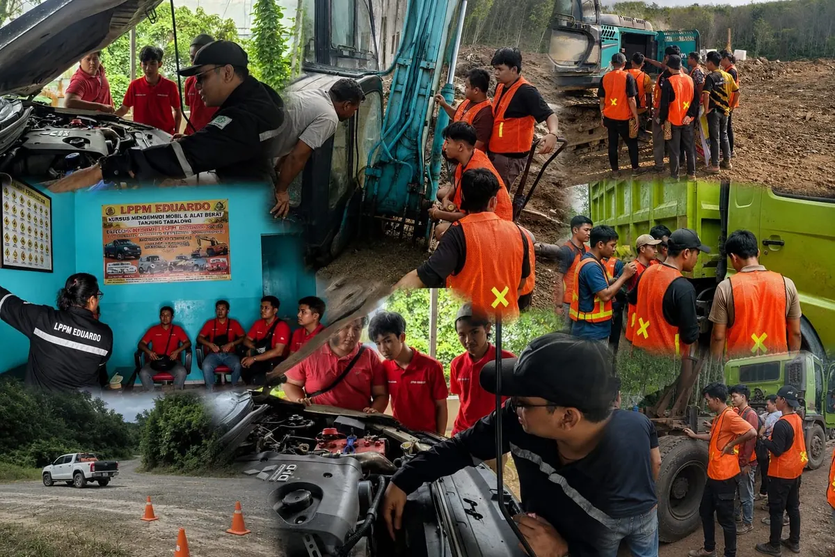 Kolase kegiatan resmi pelatihan mengemudi dan alat berat LPPM EDUARDO